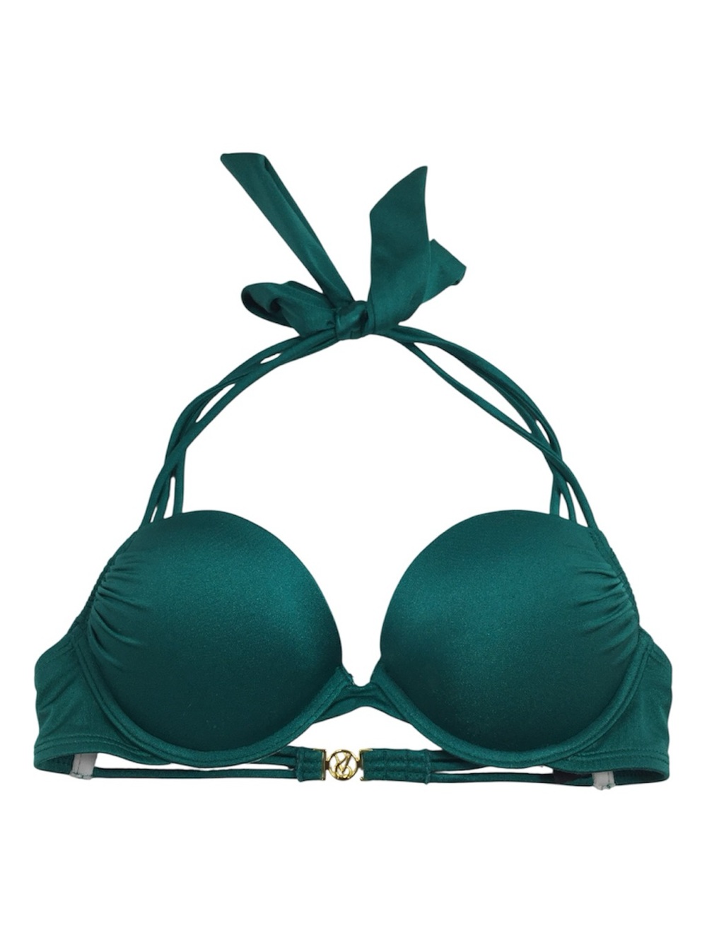 Victorias Secret Bombshell Teal Green Halter Bikini Top with Gold Accent 32A